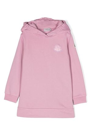 Pink cotton hoodie dress MONCLER KIDS | 8I00003899PS527